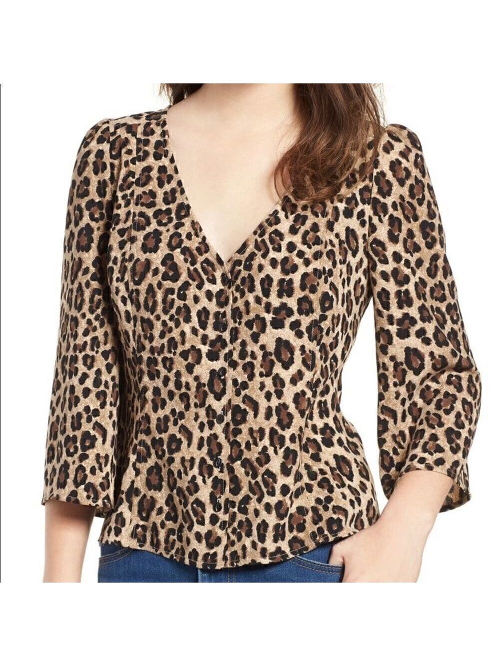 BP Women's Cheetah Print V-Neck Blouse
